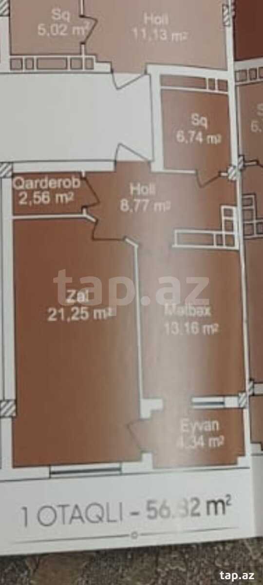 1-otaqlı yeni tikili, Cerkassi küç., 57 m²
