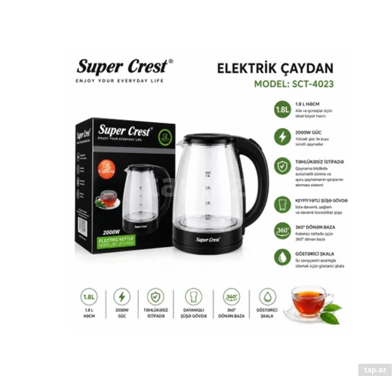 Elektrik çaydan SUPER CREST SCT-4023