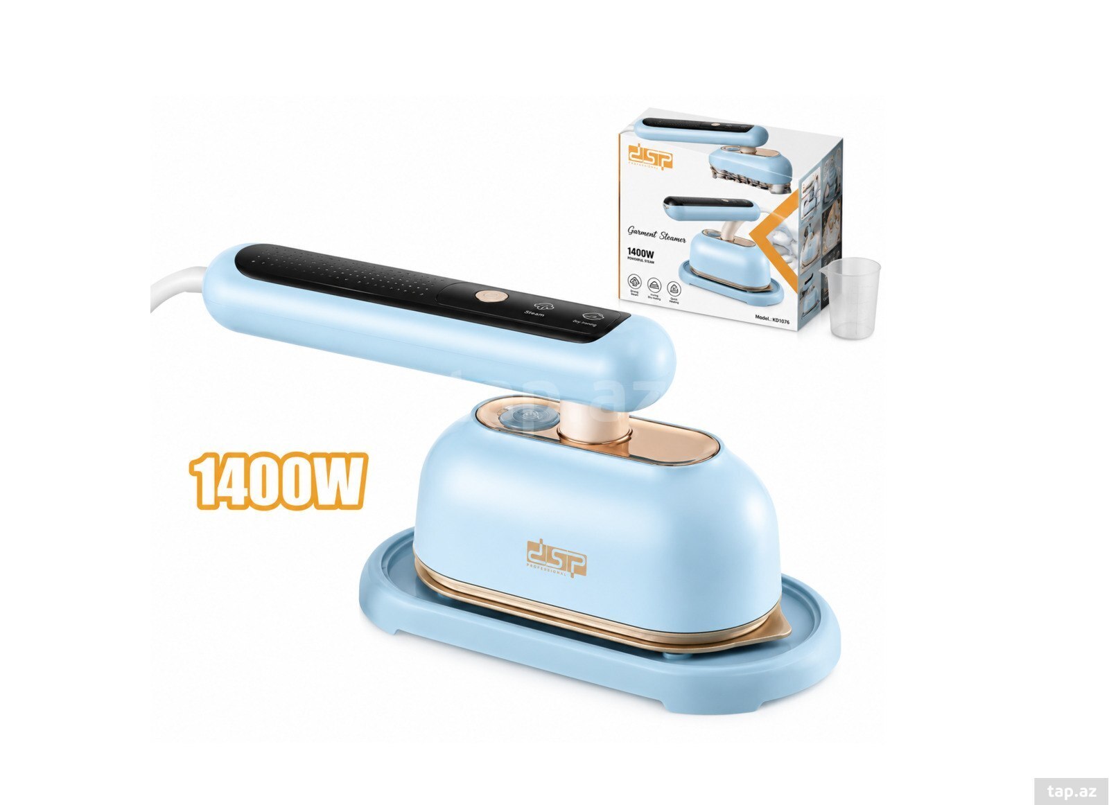 2-si 1-də buxarlı ütü DSP KD-1369 — 1400 W, LED ekran — 1