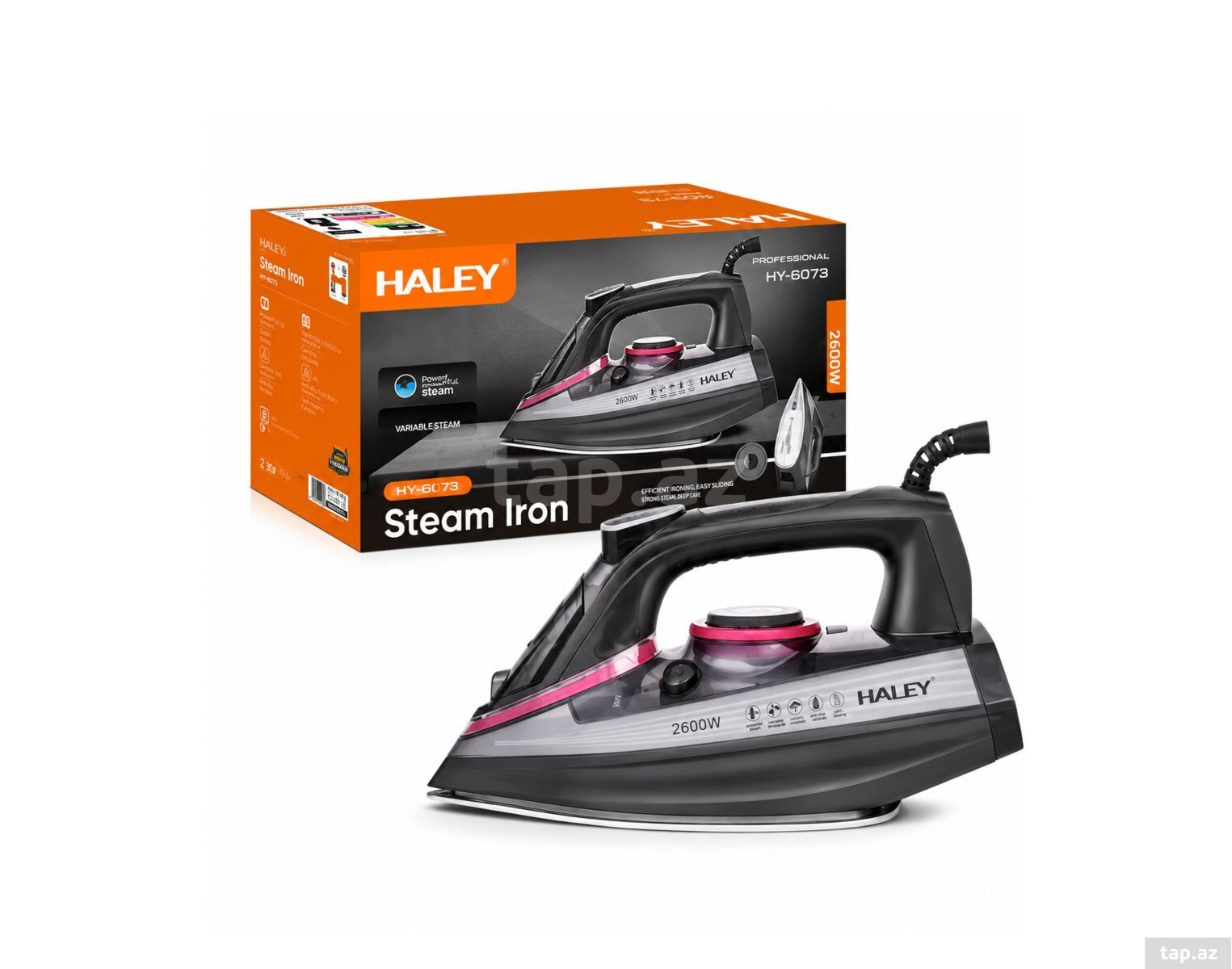 Buxarlı ütü Haley HY-2073 2400 W 350 ml, keramika altlıq — 1