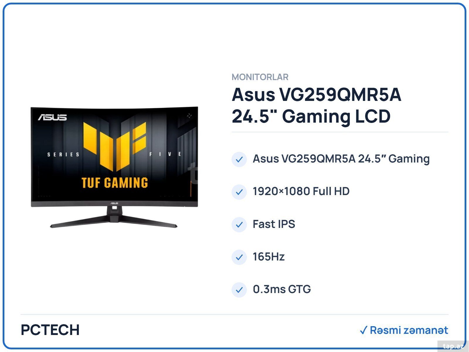 Asus VG259QMR5A 24.5" Gaming LCD Monitor (90LM0BR0-B01071)
