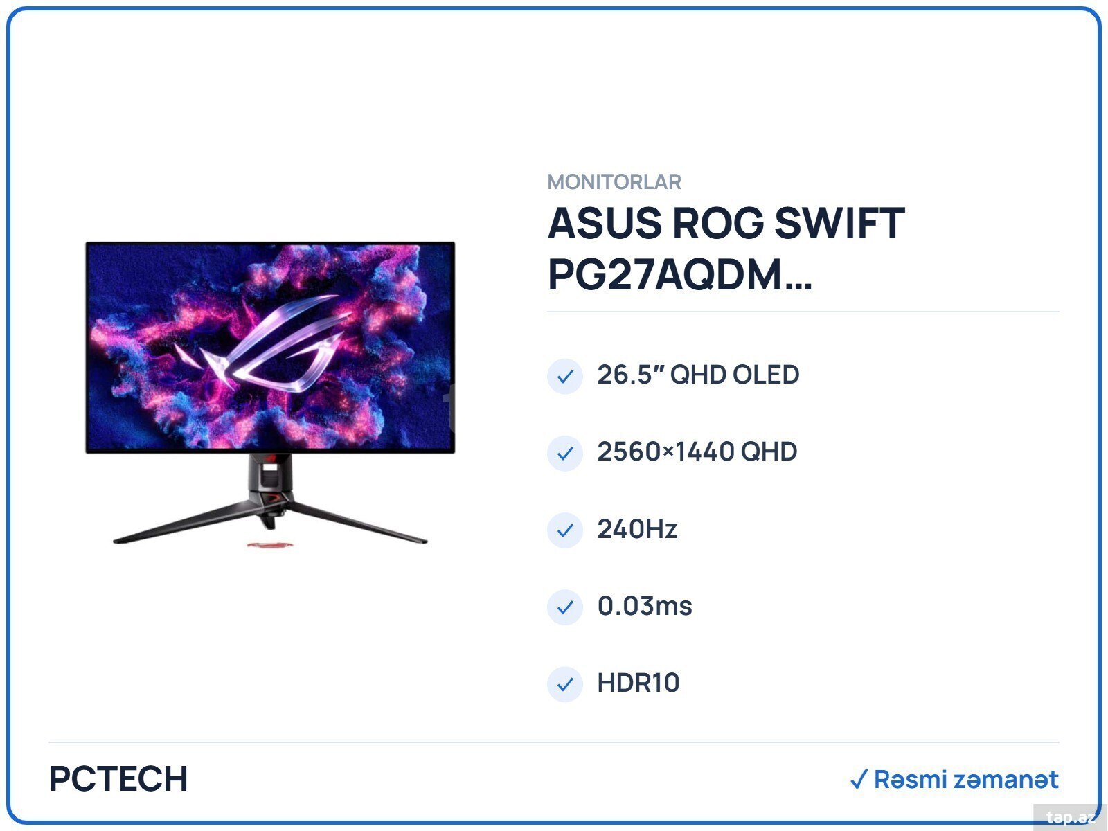 Asus Rog SWIFT PG27AQDM (ASUS-ROG-PG27AQDM)