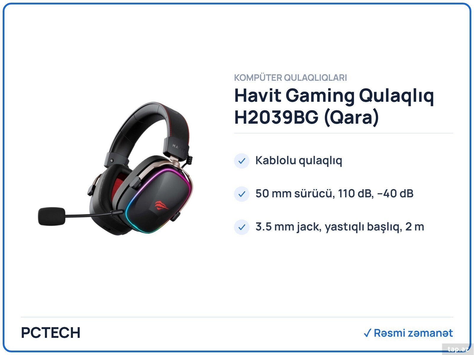Havit Gaming qulaqlıq H2039BG (Qara)