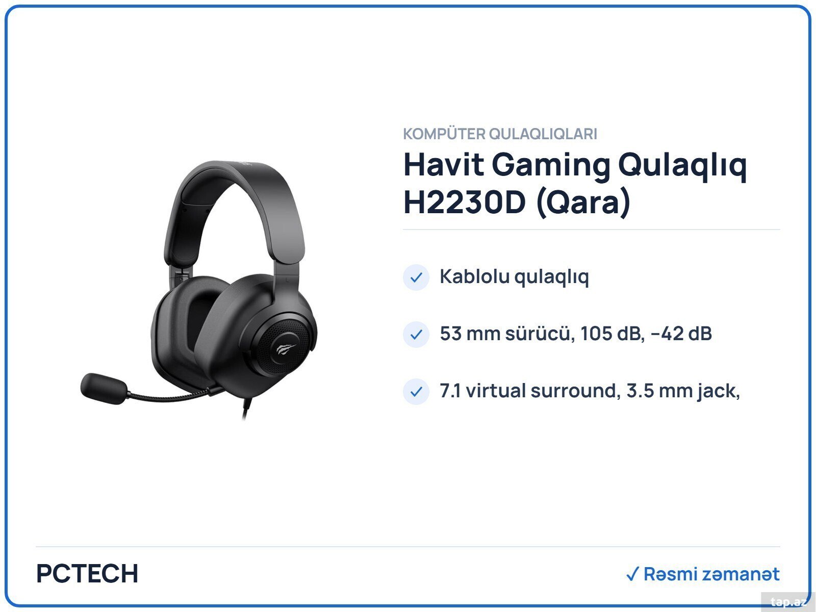 Havit Gaming Qulaqlıq H2230D (Qara)