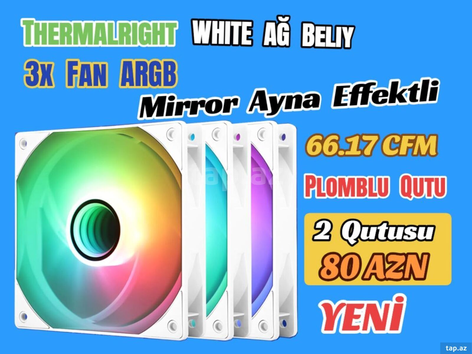 3x ARGB White Mirror Fan