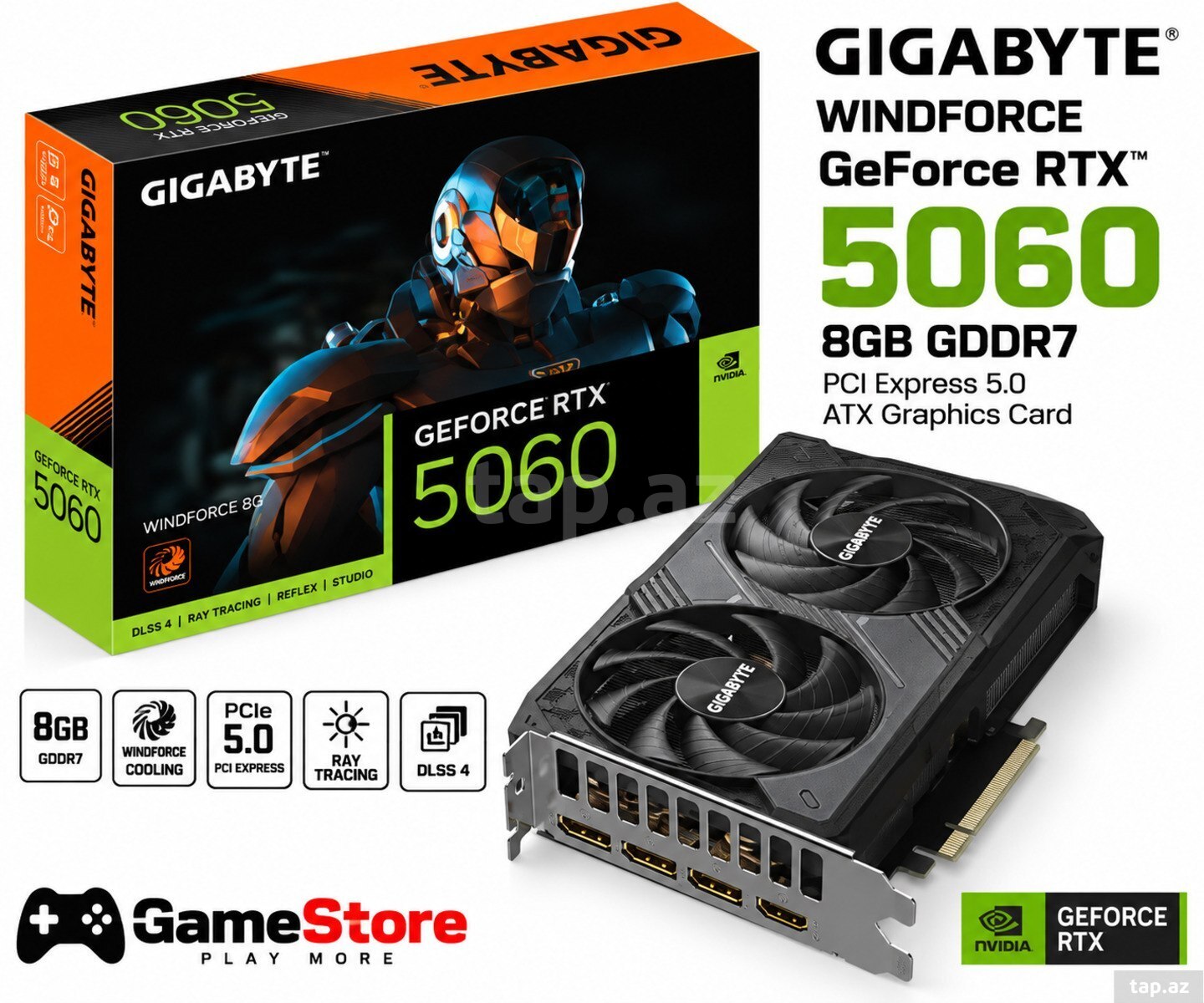 GIGABYTE WINDFORCE GeForce RTX 5060 8GB GDDR7