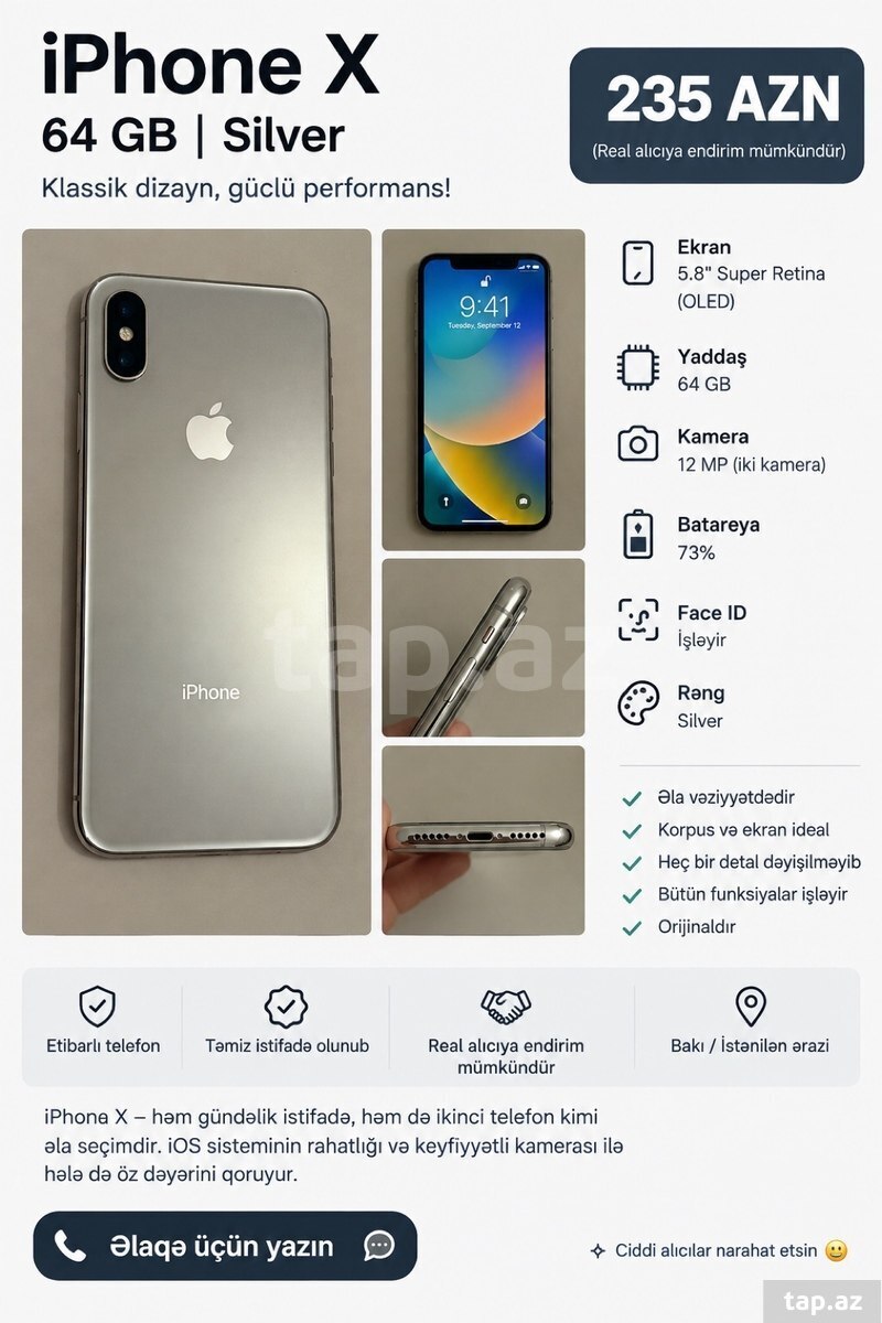 Apple iPhone X Silver 64GB/3GB