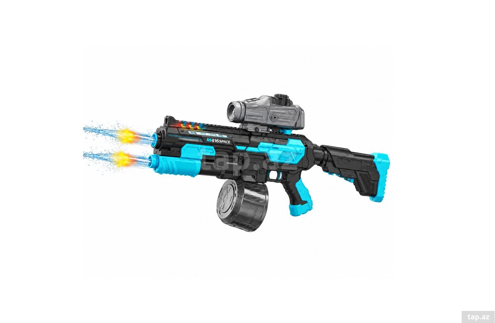 Su silahı M416 1350ml həcm + Binokl + işıqlı səsboğucu 15metr atış məsafəsi — 1