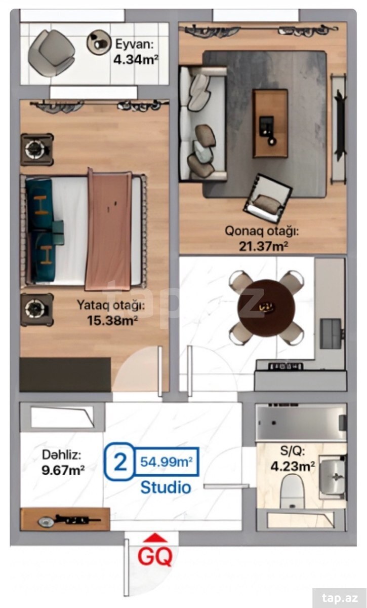 2 otaqlı mənzil satılır, Xırdalan