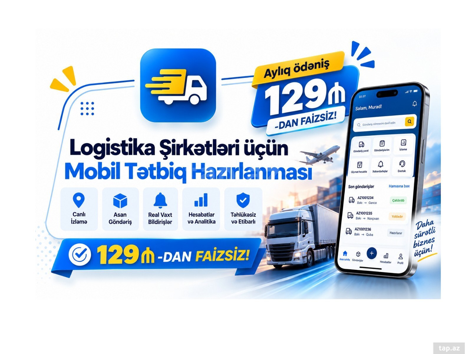 Logistika şirkətləri üçün mobil proqram hazırlanması