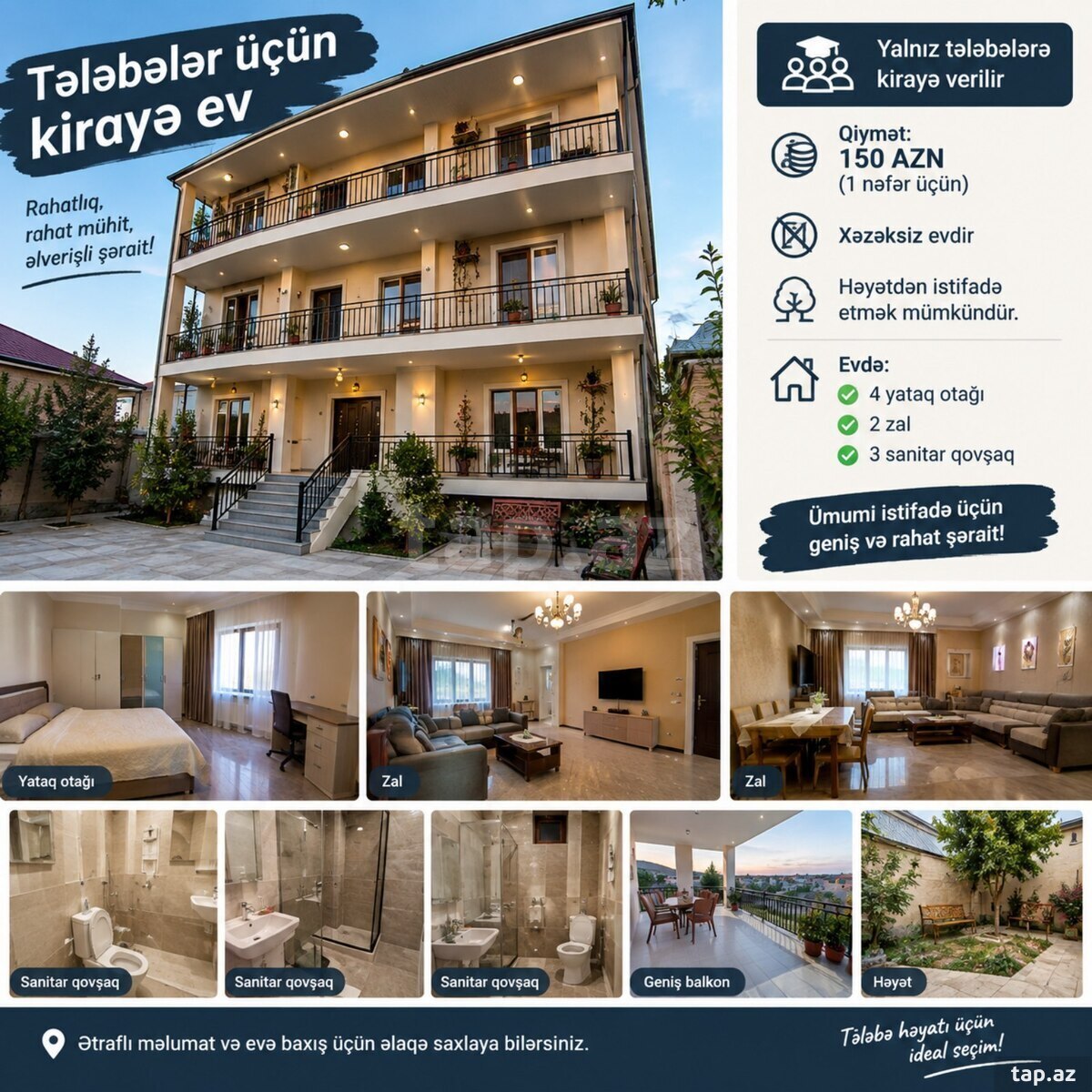 6-room private house for rent, Baku