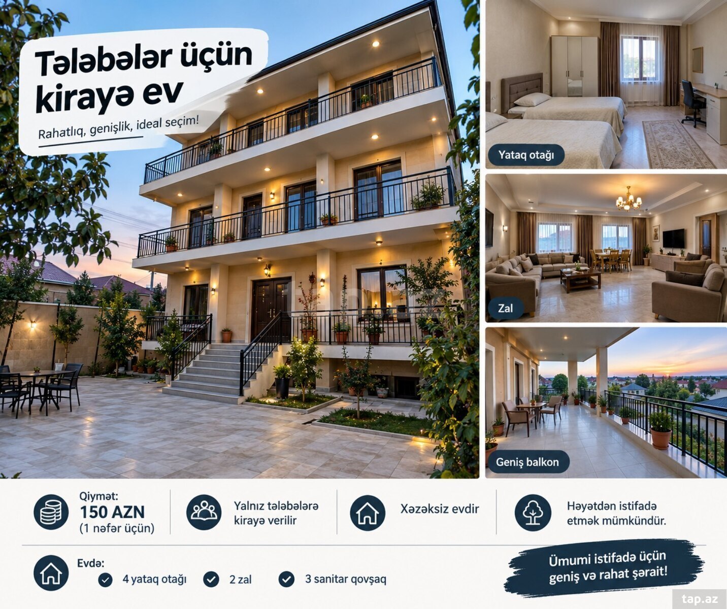 6-room private house for rent, Baku