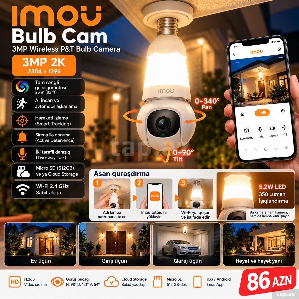 IMOU Bulb Cam 3MP – WiFi Lampa Kamera