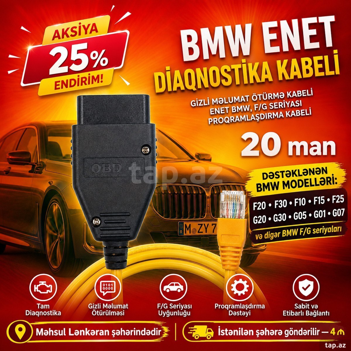 BMW ENET diaqnostika kabeli