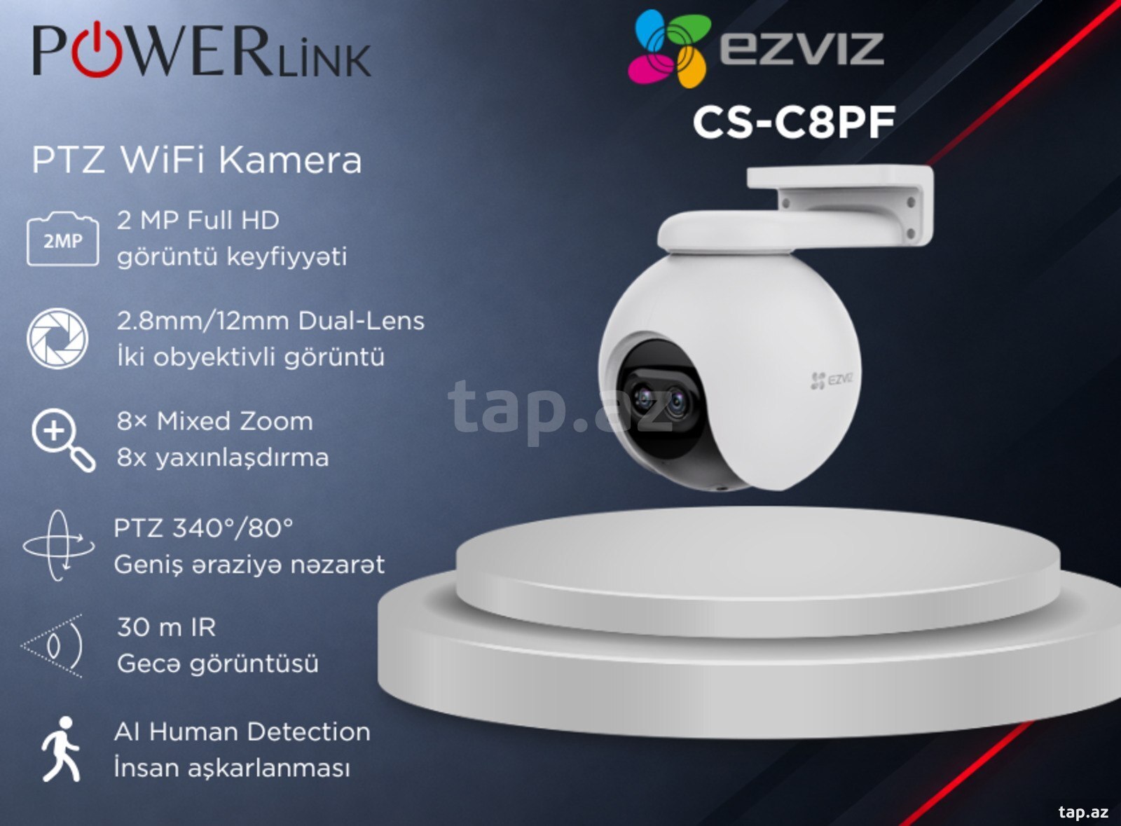 Dual-Lens PTZ WiFi Kamera EZVIZ CS-C8PF-A0-6E22WFR 2MP