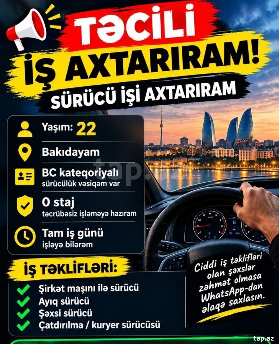 Sürücü işi axtarıram