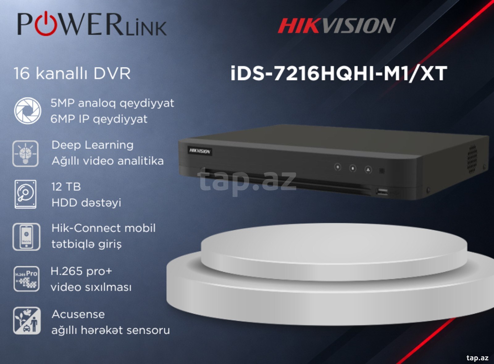 iDS-7216HQHI-M1/XT 1080p 1U H.265 AcuSense DVR