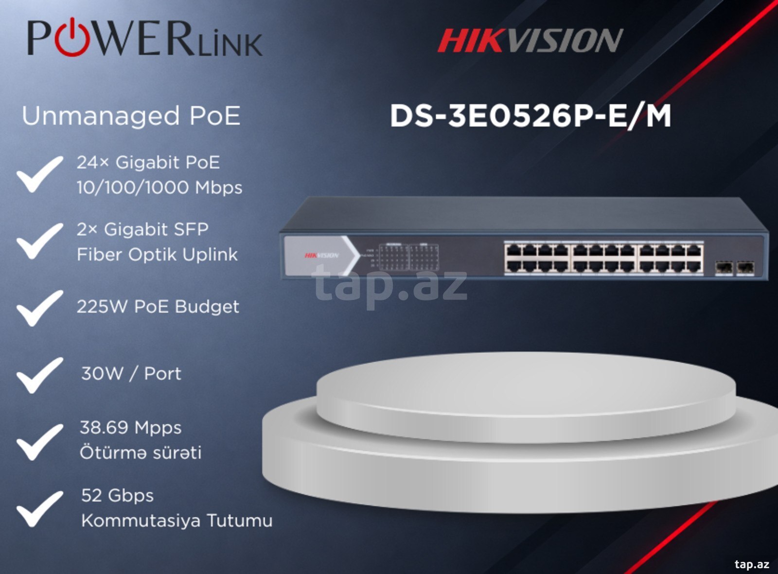 Hikvision DS-3E0526P-E/M 24 Port Gigabit Unmanaged PoE Switch
