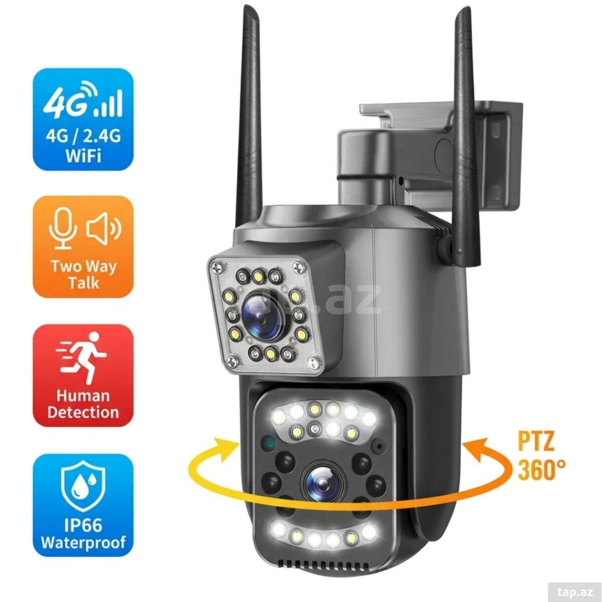 2 kamera günəş paneli 4G AI kamera 8mp/4k