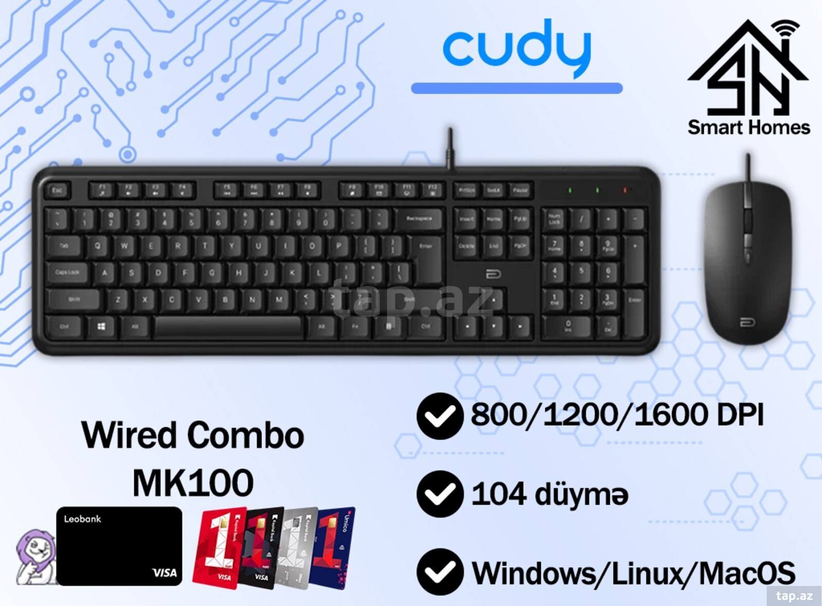 Cudy simli membran klaviatura və siçan dəsti MK100
