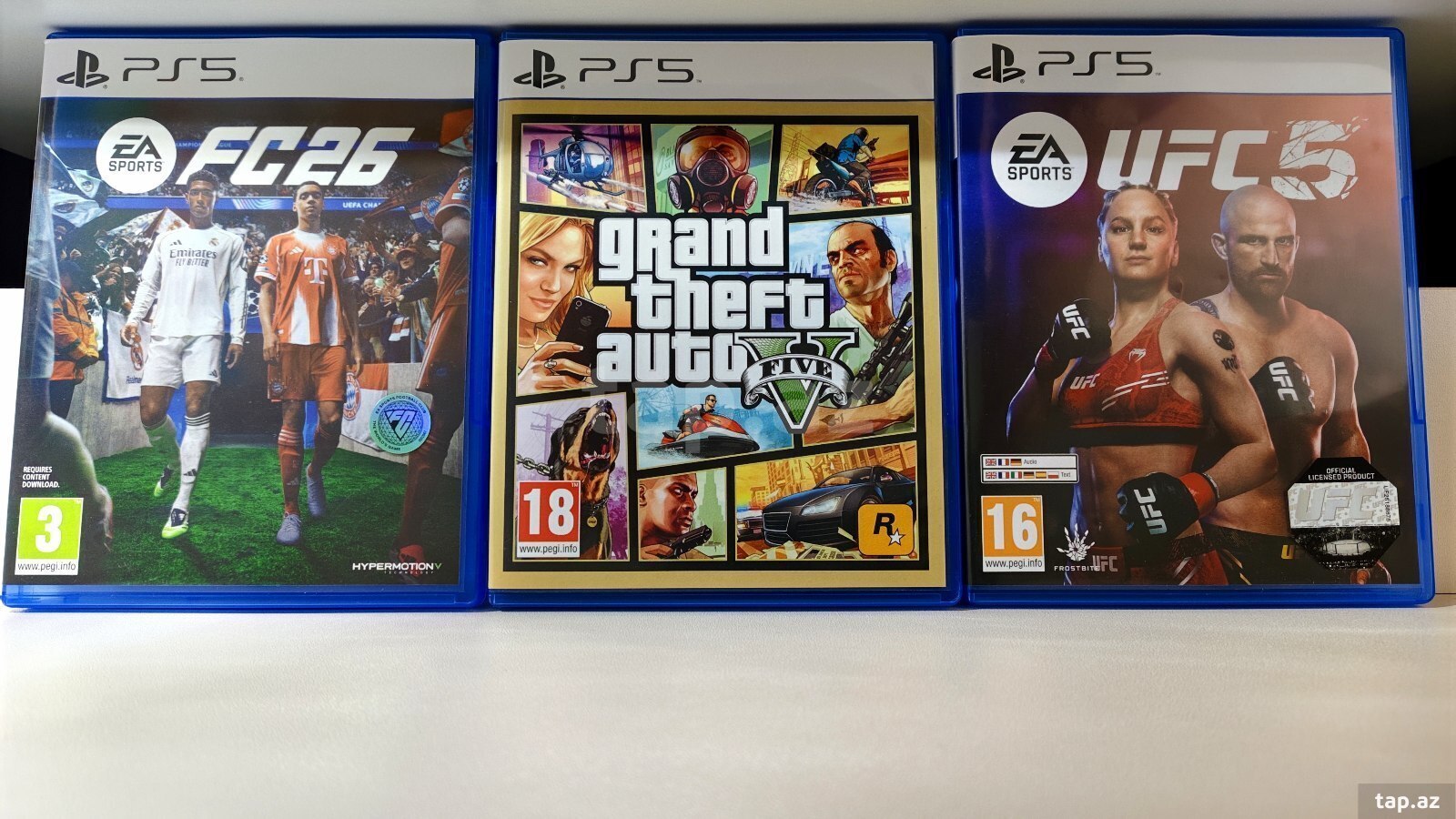 PS5 üçün FC 26, GTA V, UFC 5 oyun diskləri
