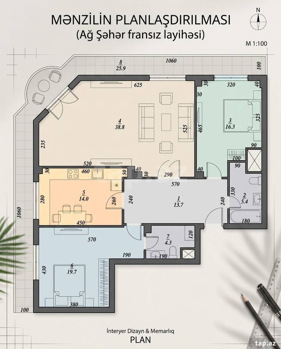 3-комн. квартира на продажу, Белый город, Баку
