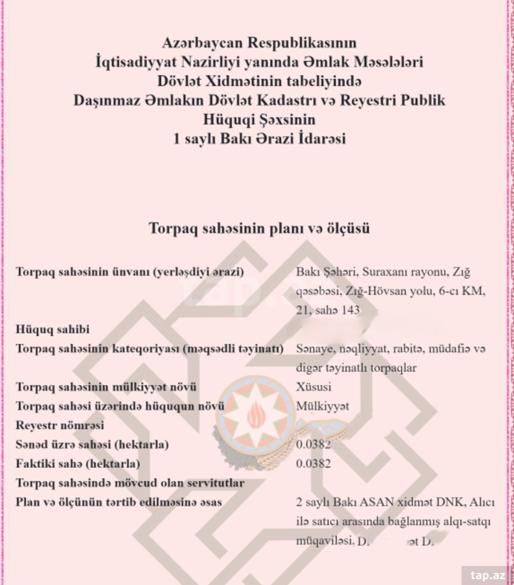 Torpaq satılır, Bakı