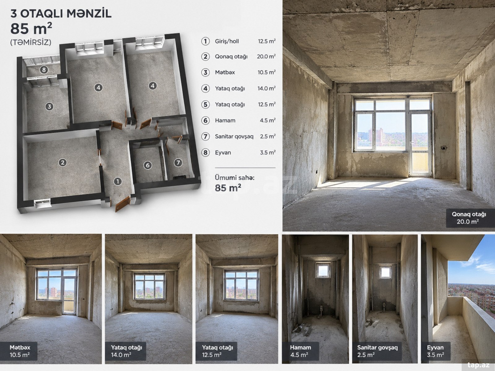3-room apartment for sale, Masazir, Absheron