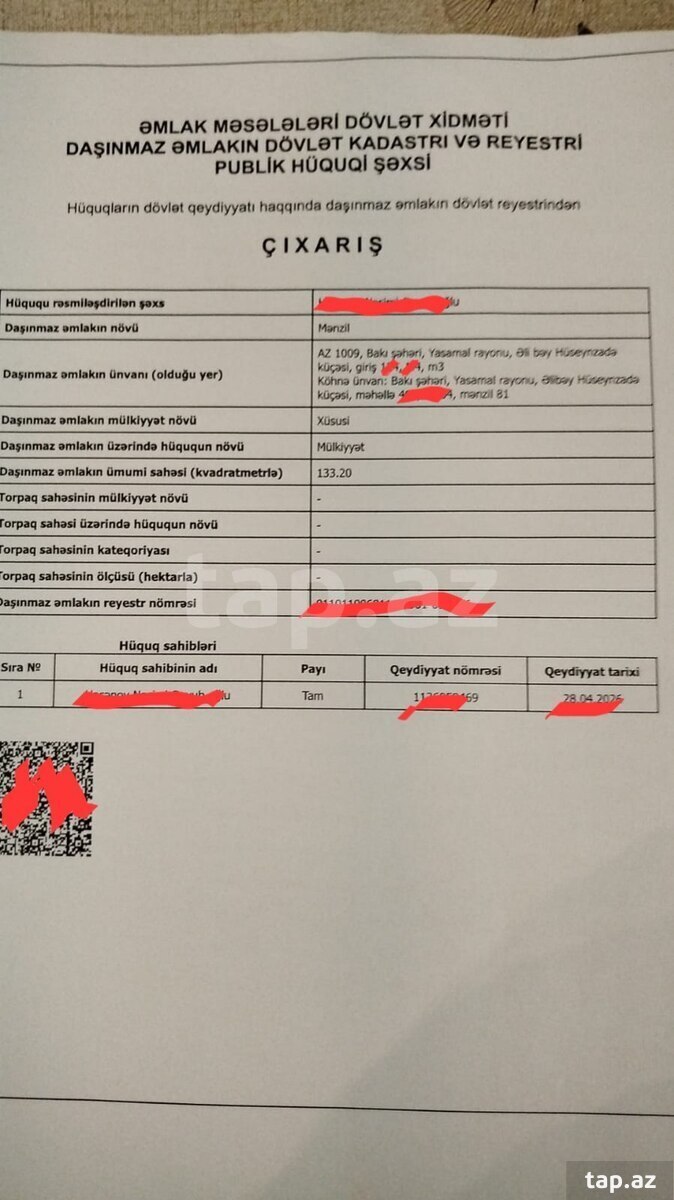 3 otaqlı mənzil satılır, Yasamal, Bakı