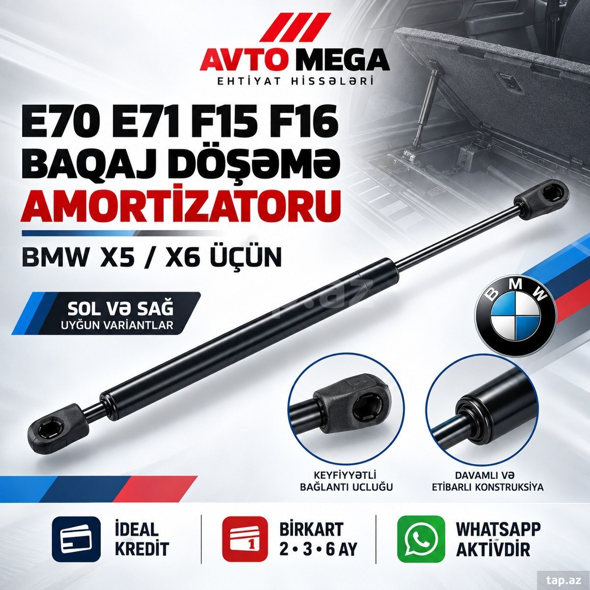 BMW E70, BMW E71, BMW F15,  BMW F16 baqaj döşəmə amortizatoru