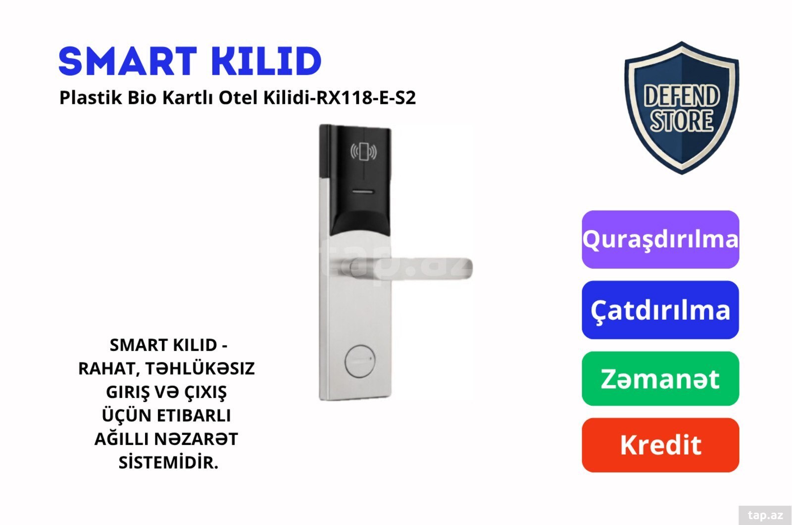Plastik bio kartlı otel kilidi RX118-E-S2