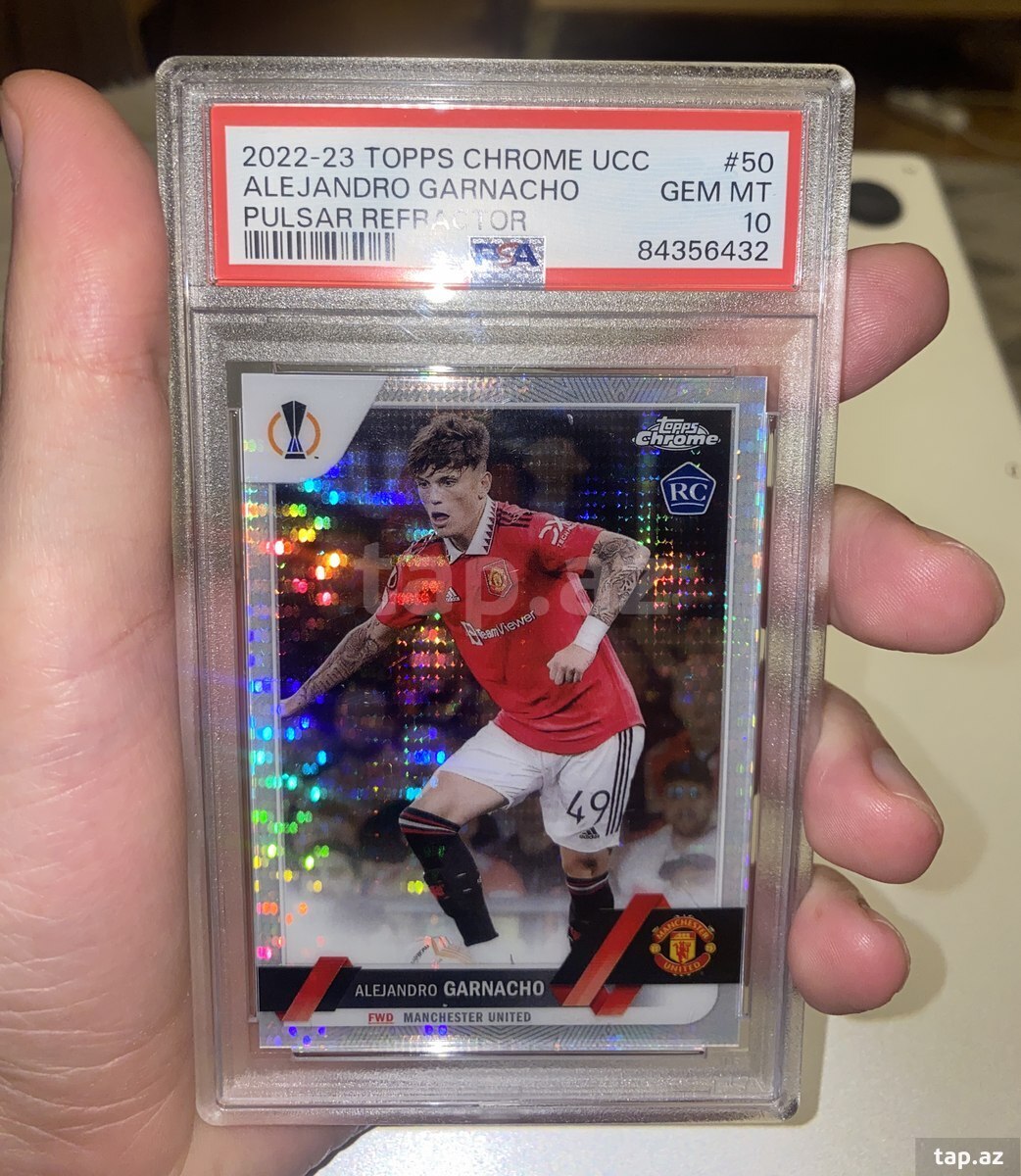 Alejandro Garnacho Topps Chrome PSA 10 futbol kartı
