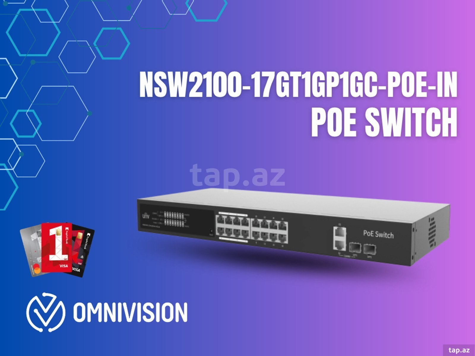 UNIVIEW UNV NSW2100-17GT1GP1GC-POE-IN – 16 PORT GIGABIT PoE SWITCH 250W
