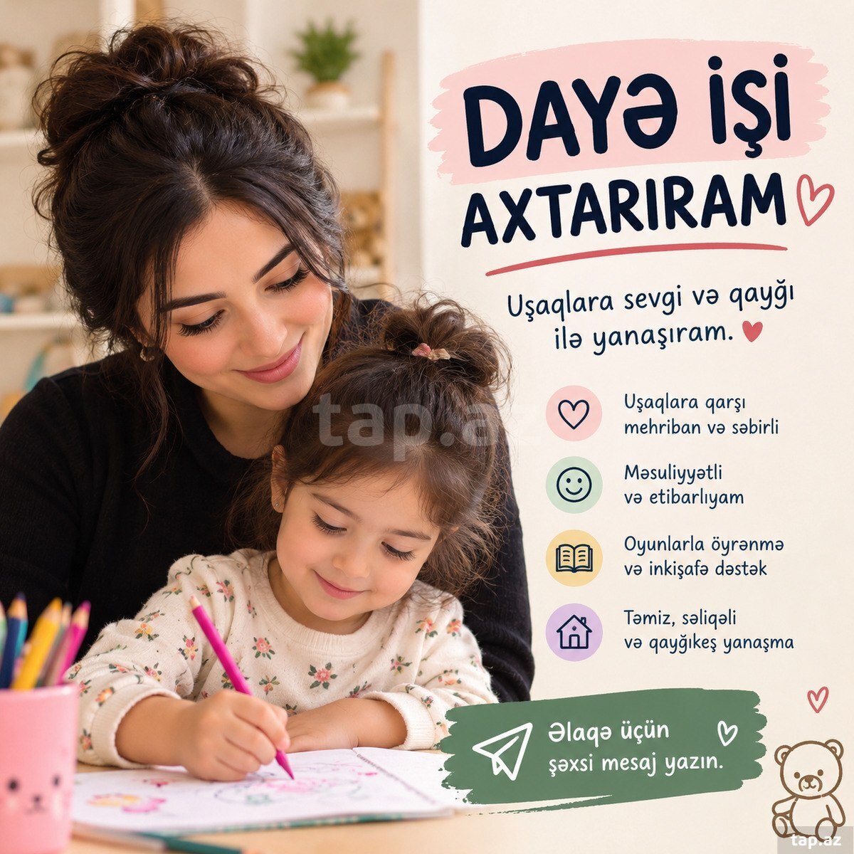 Dayə-tərbiyəçi işi axtarıram