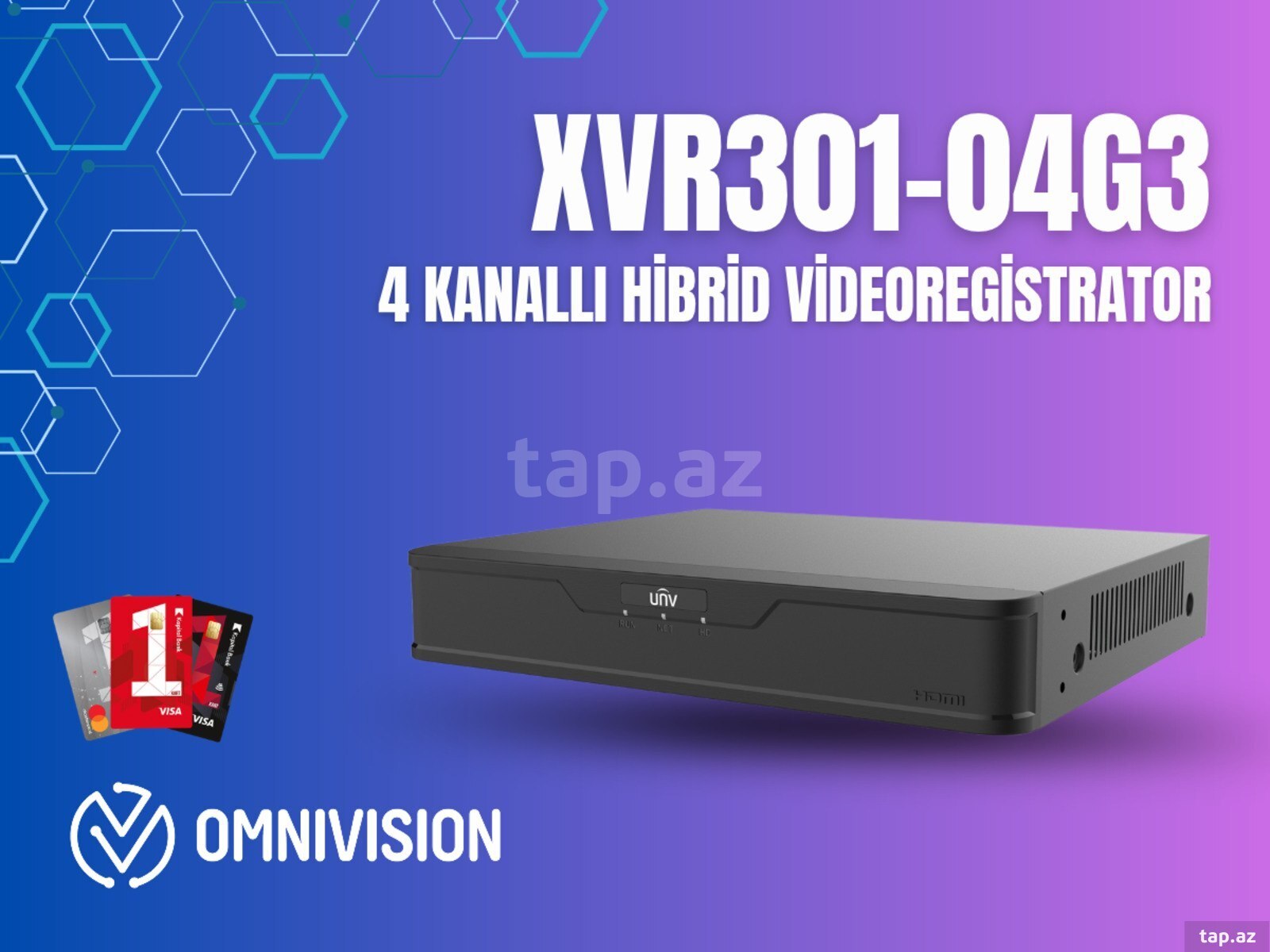 UNV XVR301-04G3 – 4 Kanal Hibrid DVR/XVR Videoqeydiyyat Cihazı