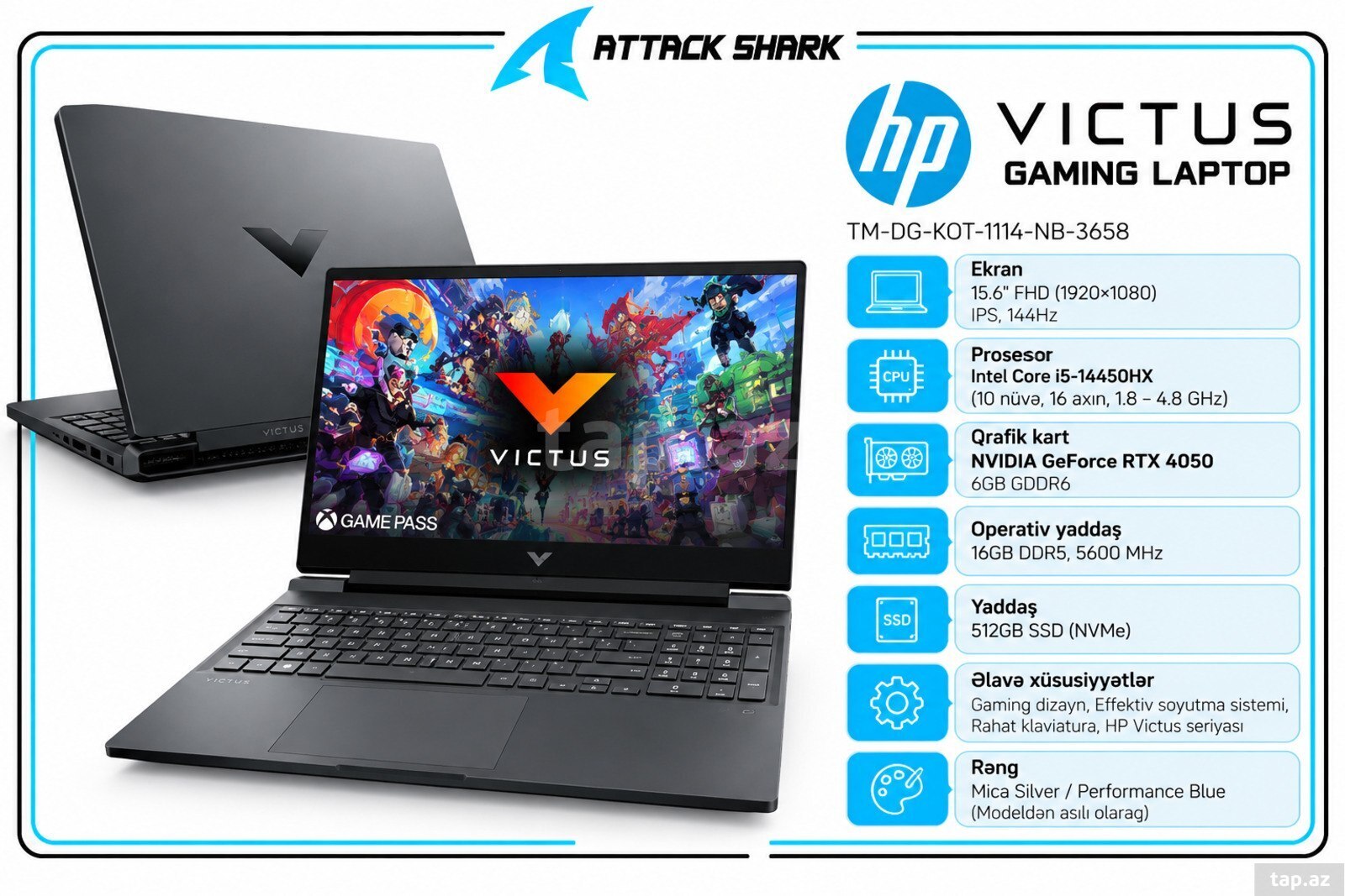HP Victus 15-fa2029ci Gaming Laptop D15ZFEA