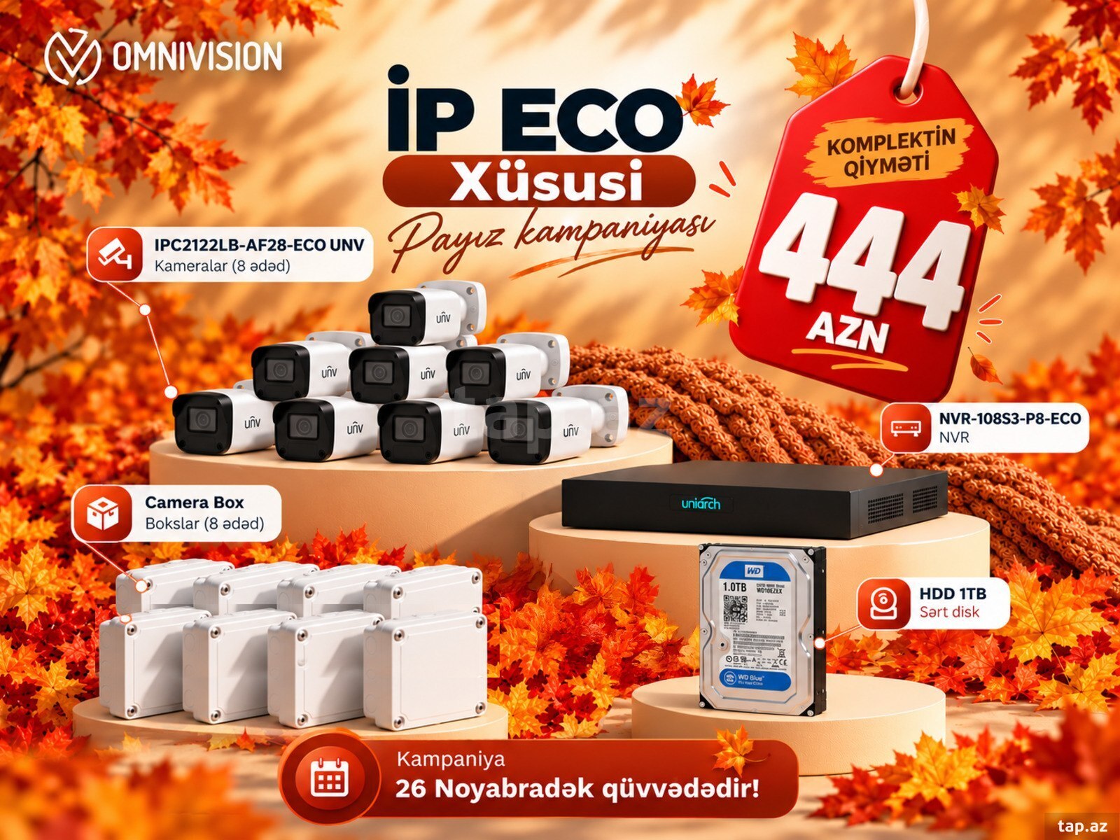 IP kamera dəsti – 8 kamera | UNV ECO
