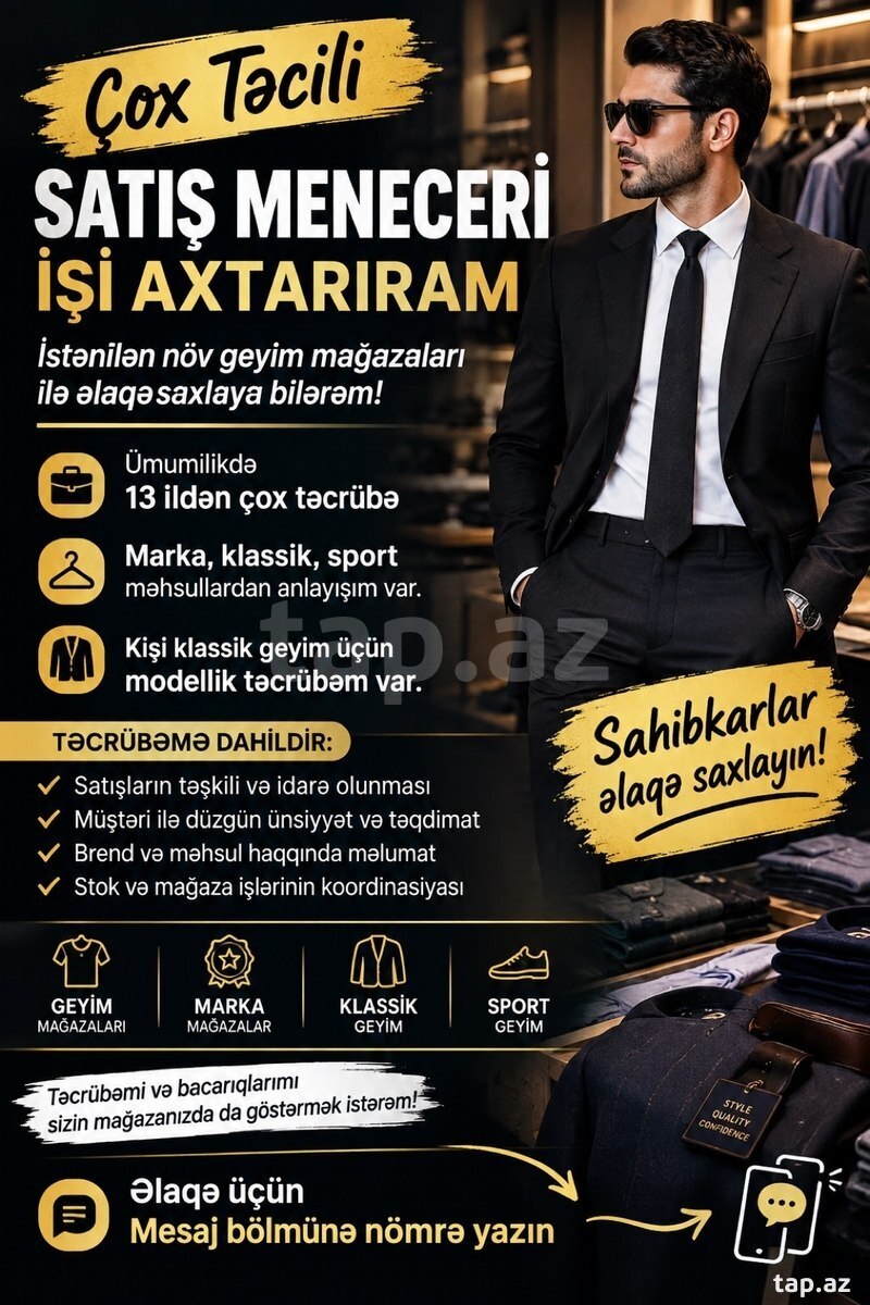 Satış üzrə menecer işi axtarıram
