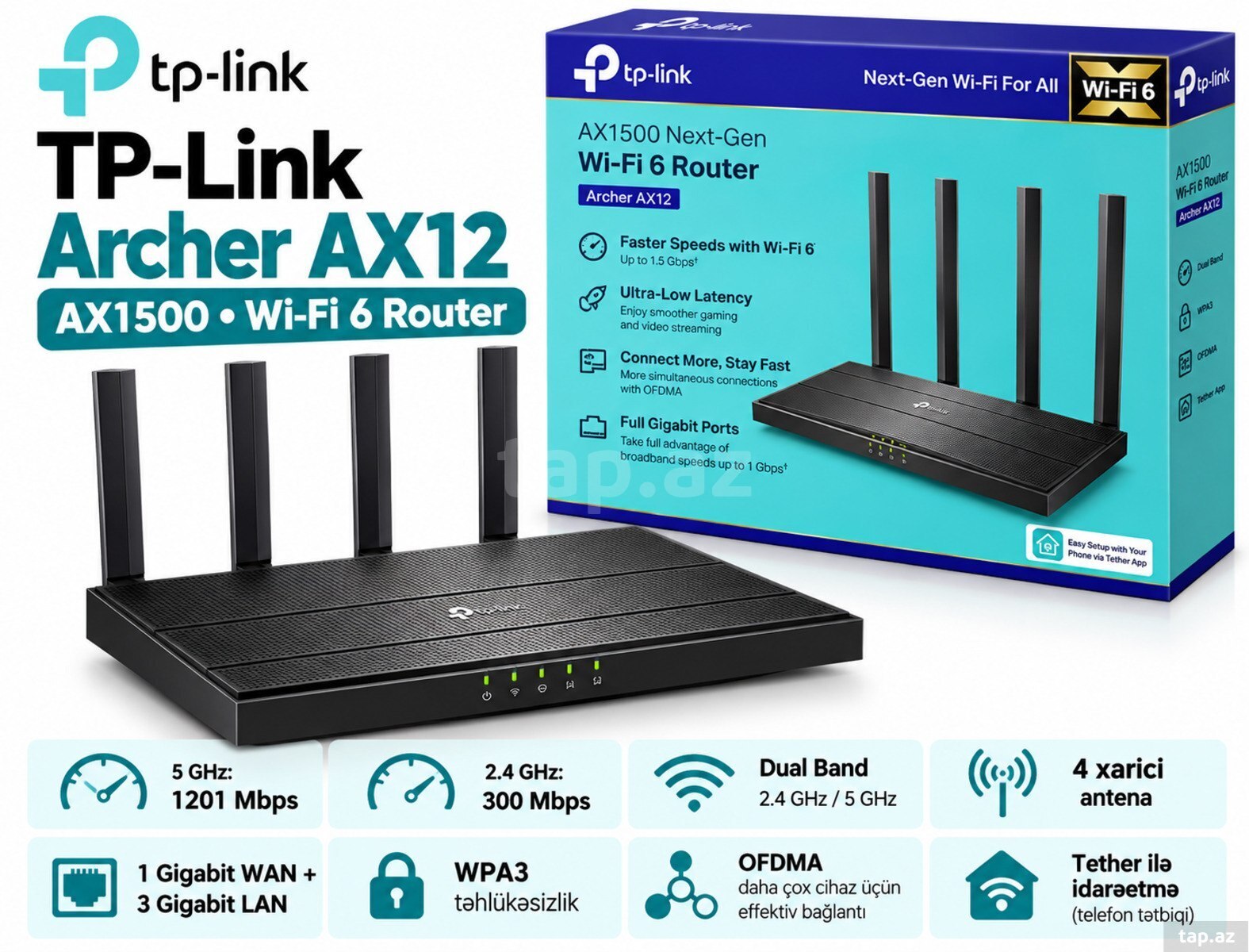 TP-Link Archer AX12 AX1500 Wi-Fi 6 Gigabit Router