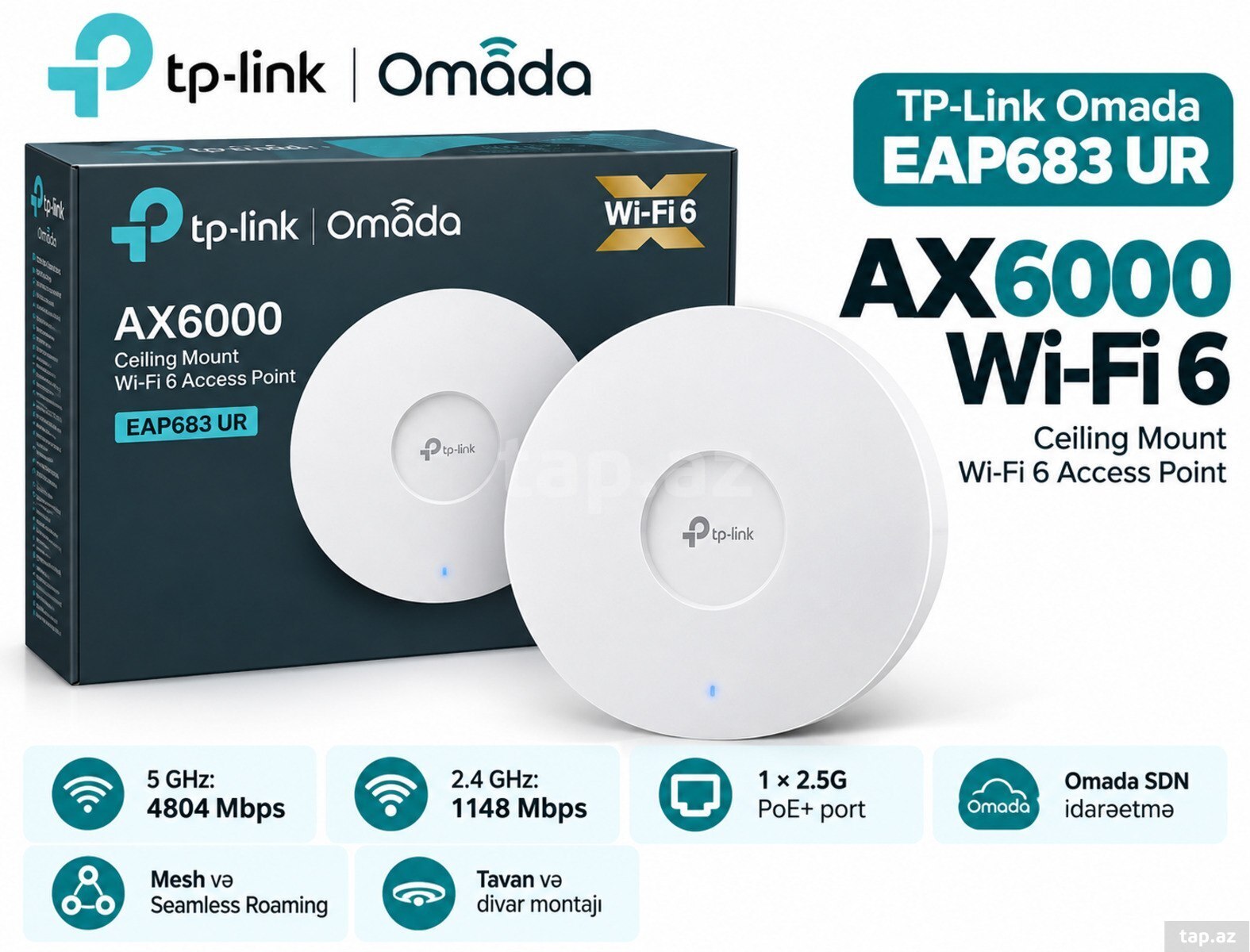 Giriş nöqtəsi TP-Link Omada EAP683 UR AX6000 Wi-Fi 6
