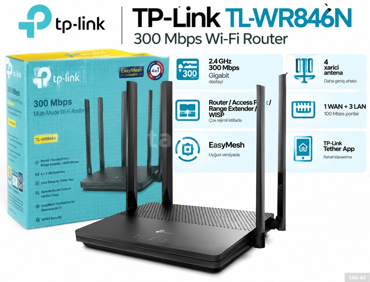TP-Link TL-WR846N 300 Mbps Wi-Fi Router (4 Antenalı)