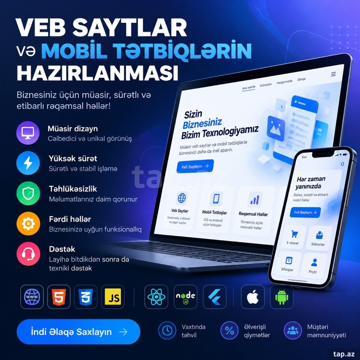 Veb sayt və mobil tətbiqlərin hazırlanması