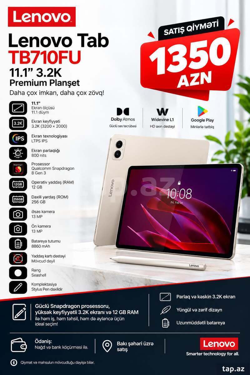 Planşet Lenovo Tab TB710FU – 11.1” 3.2K