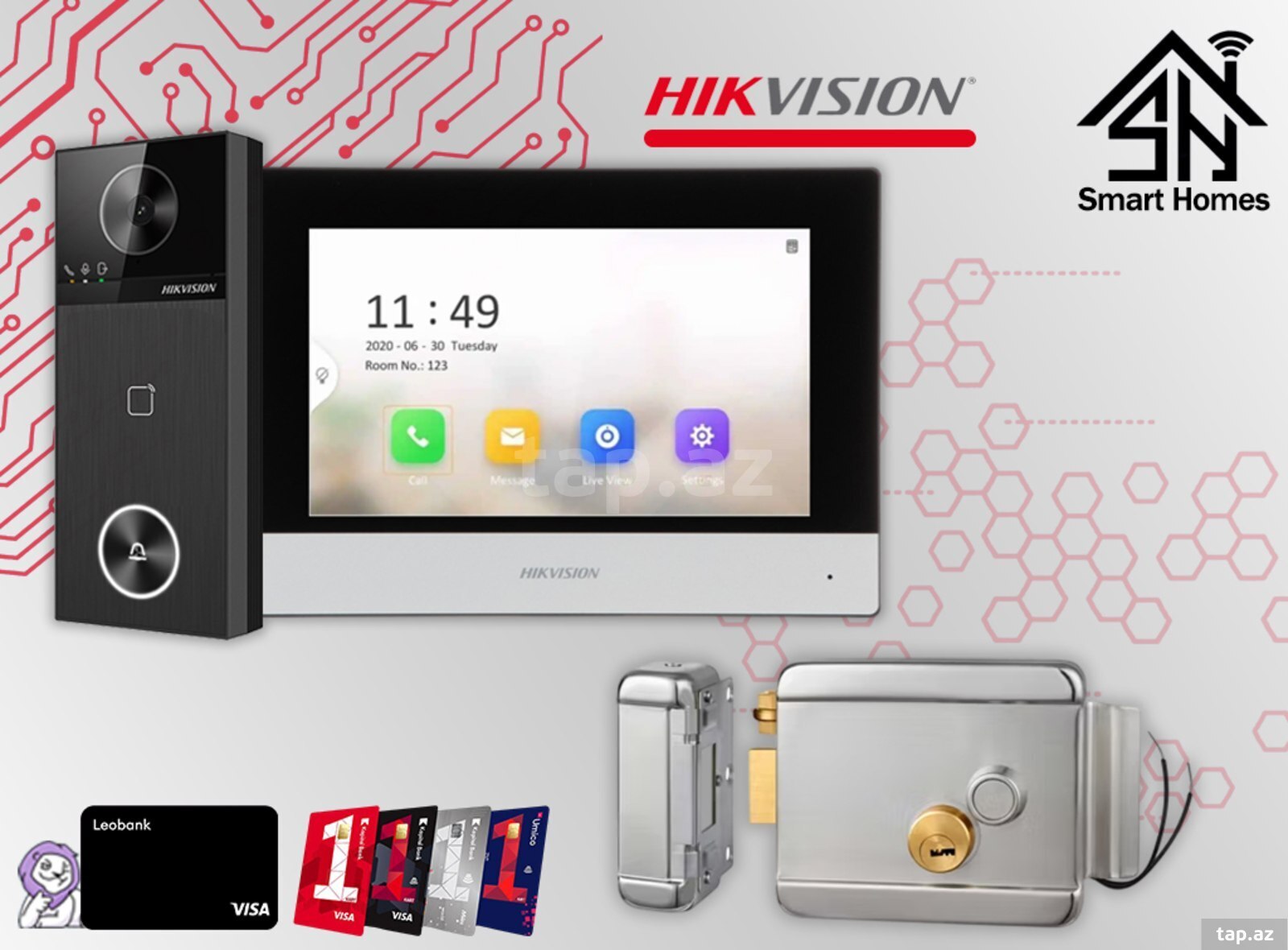 Hikvision 4MP kilidli 7 düym  domofon dəsti DS-KH6320-WTE1 + DS-KV6114-WBE1