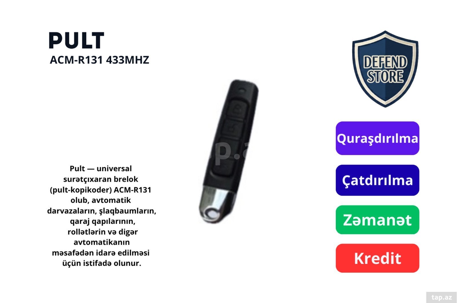 ACM-R131 433MHZ uzaqdan idarəetmə pultu