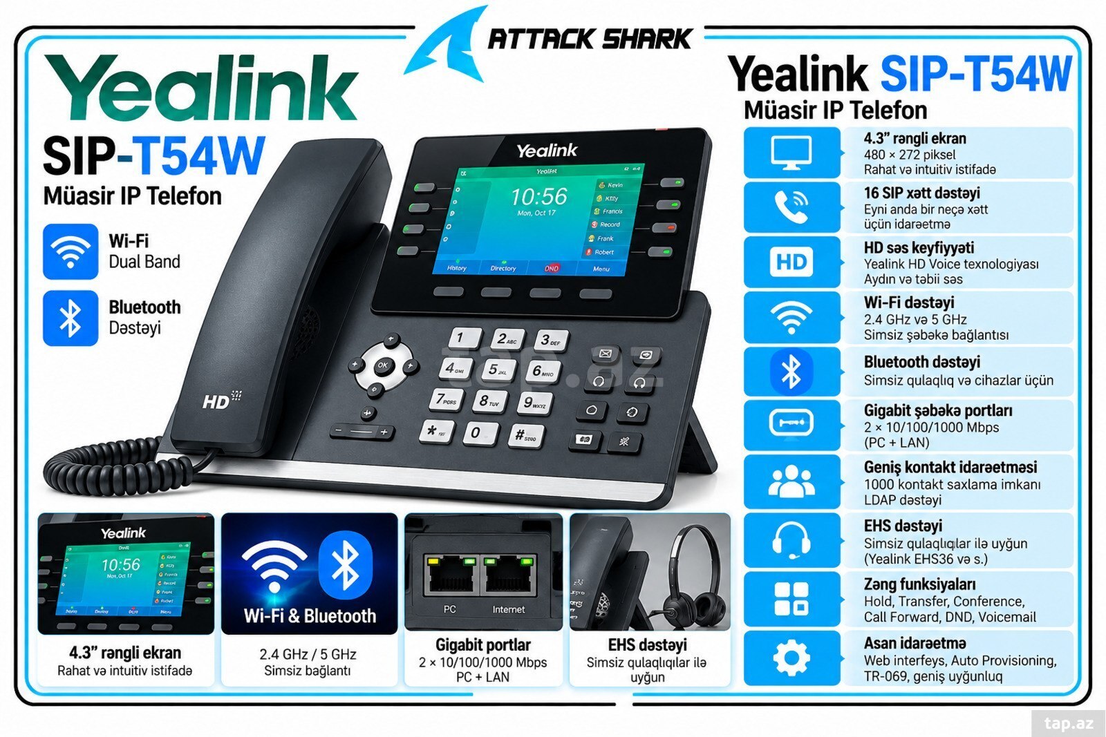 Yealink SIP-T54W – Müasir IP Telefon