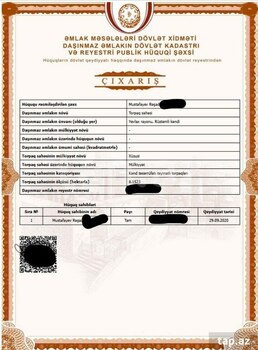 9500 sot torpaq sahəsi, Yevlax ş.