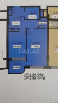 1-otaqlı yeni tikili, Lökbatan qəs., 57 m²