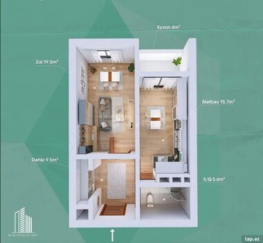 1-otaqlı yeni tikili, Xətai r., 55 m²