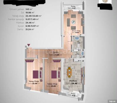 3-otaqlı yeni tikili, 8 Noyabr m., 140 m²